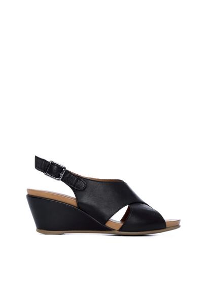 KEMAL TANCA صندل جلد نسائي 766 0160 Byn Sndlt Y21