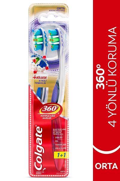Colgate 360 Advanced Complete Oral Health Medium Toothbrush 1+1