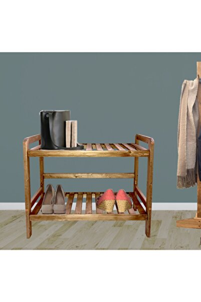Tedarikcenter Ahşap Portmanto 2 Raflı Çok Amaçlı Ayakkabılık Düzenleyici Ayak...