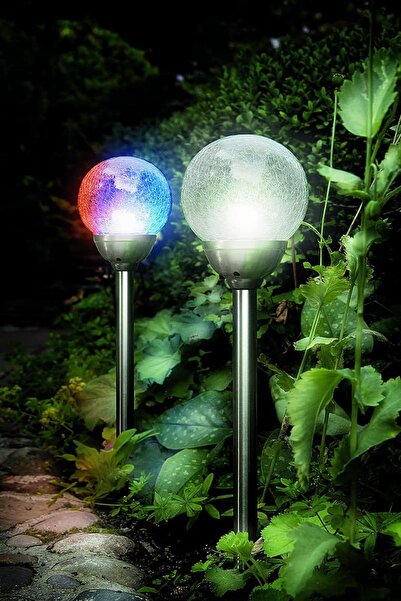 Binbirreyon Bahçe Çatlatma Solar Aydınlatma Güneş Enerjili Küre 55cm Çelik Ag031
