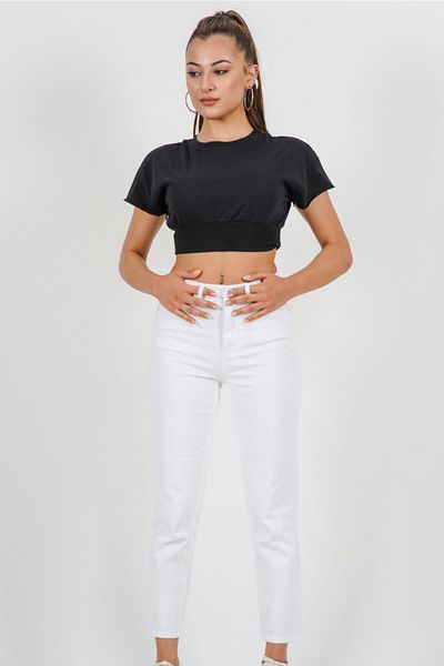ByCukurovaFrango White Mom Jean Women's Trousers - Penolope