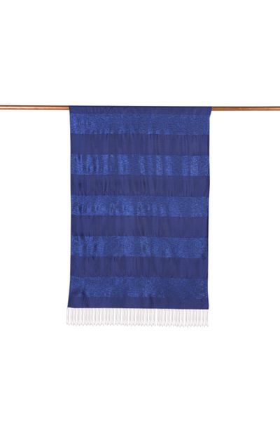 ipekevi Şal de mătase Saks Blue Glitter Block
