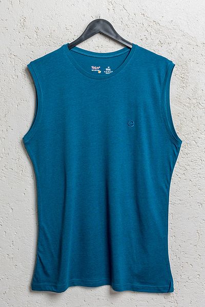 BSM Men's Petrol Modal Cotton Crew Neck Sleeveless T-Shirt