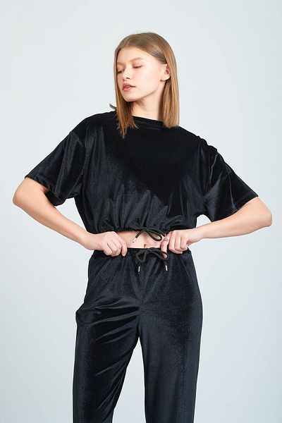 Moda Clubu Women's Black Velvet Tracksuit