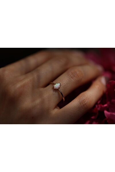 Reis Kuyumculuk Kadın Opal Damla Pembe Altın Yüzük T1253.