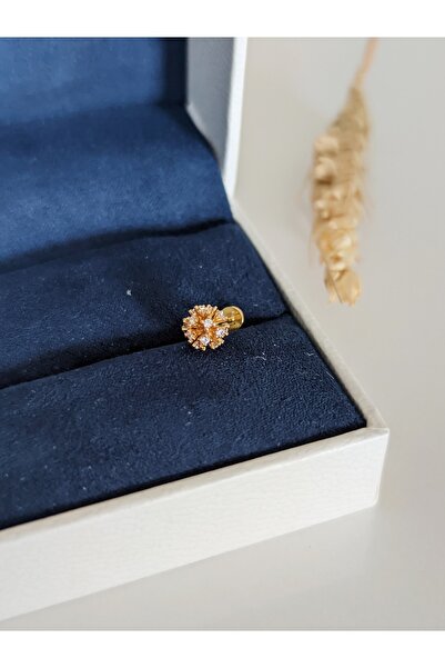 SU PERİSİ TAKI BİJUTERİ Cerrahi Çelik Zirkon Taşlı Gold Top Piercing , Tragus