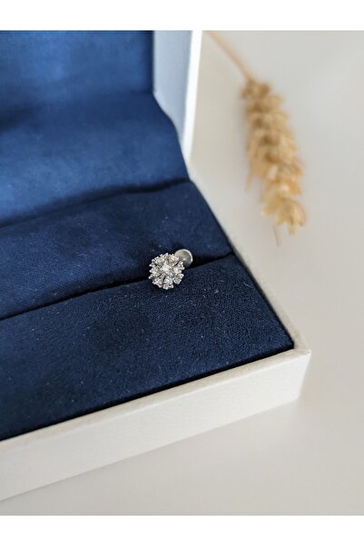 SU PERİSİ TAKI BİJUTERİ Cerrahi Çelik Zirkon Taşlı Gümüş Top Piercing , Tragus