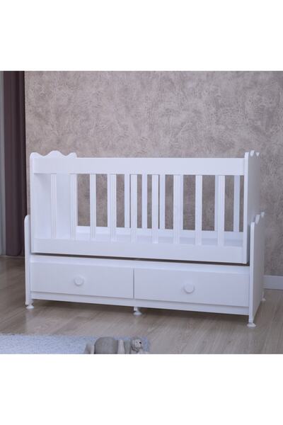 Garaj Home Elegant Mdfli Çıtalı 60x120 Beşik + Yatak - Beyaz