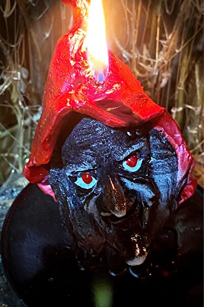 FANTASTİK SANAT ATÖLYESİ Dekoratif Hediyelik Altlıklı Kokulu Cadı Figürlü Mum...