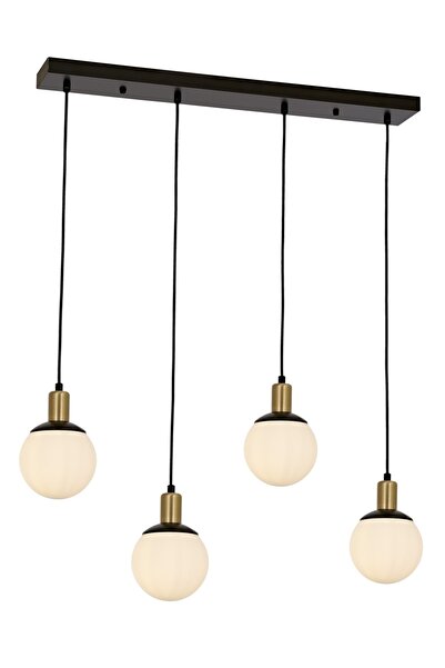 Avonni Avonnı Av-60273-4y-bsy Siyah Boyalı Modern Avize E27 Metal Cam 80x15cm