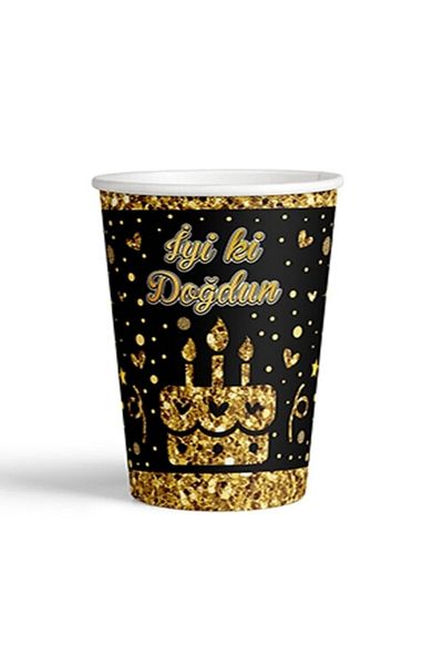 Mini Parti Mini Party Store 8-Piece Cardboard Plate Gold Happy Birthday
