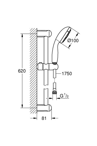 Grohe 27644001 Tempesta 100 Sürgülü Duş Seti 3 Akışlı