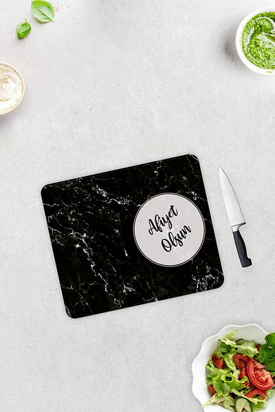 Decorita My Dear Mother| Black Marble Look| Glass Cutting Board| 29cm x 34cm