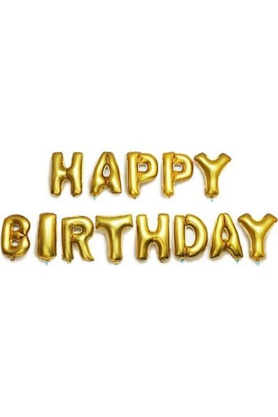 Happyland Gold Color Happy Birthday Foil Letter Balloon Set