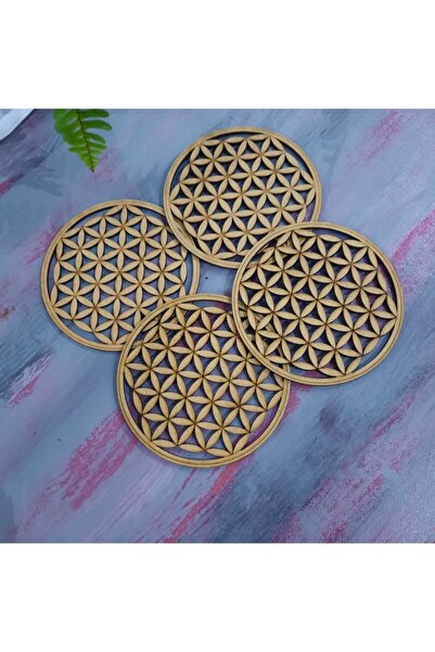 nursstore عرض زهور الحياة الخشبية المزخرفة بالليزر، مجموعة من 4 قطع من الفاكه...