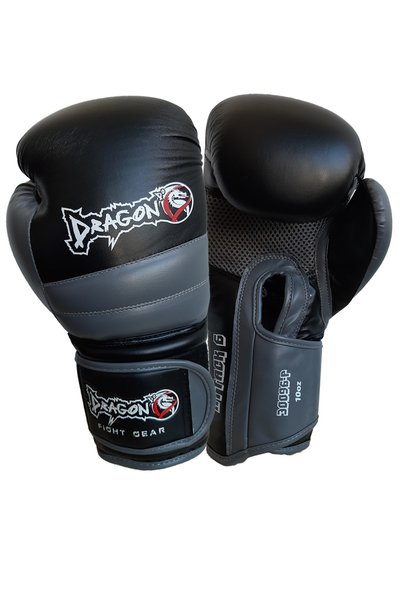 Dragondo Unisex Black Attack 6 Kickboxing Muay Thai Boxing Gloves Bandage and Mouthguard Set of 3