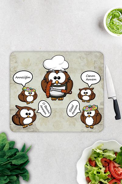 Decorita Mother Owl |   Glass Cutting Board |   29 Cmx 34 cm