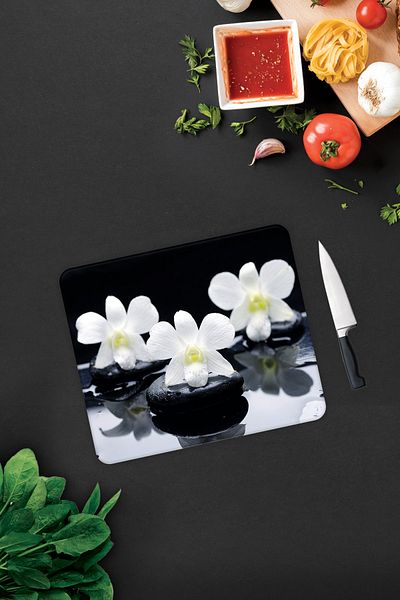 Decorita 3 Pieces of Orchid Stones - Glass Cutting Board and Tables |   29cm X 34cm
