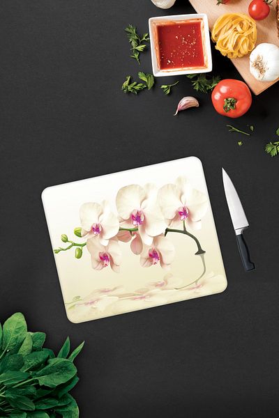 Decorita Cream Orchid |   Glass Cutting Board - Glass Cutting Board |   29cm X 34cm