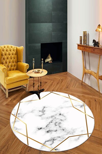 RugViva Kaymaz Tabanlı Makinede Yıkanabilir Star Yuvarlak Halı Ar407