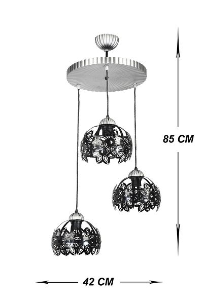 VENON Lighting Çisel 3-Plus Pendant Lamp Case Black Silver Chandelier