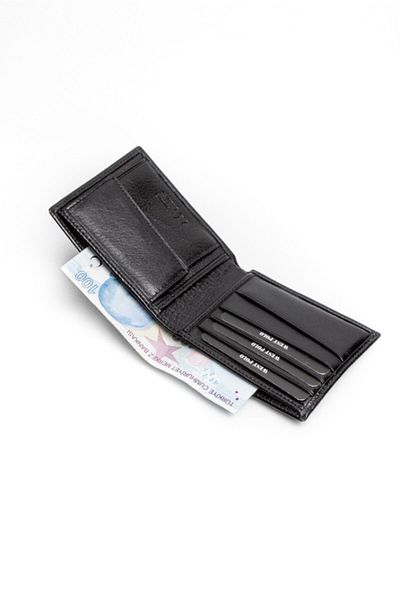 Westpolo Genuine Leather Black Sports Model Wallet with External Card Holder