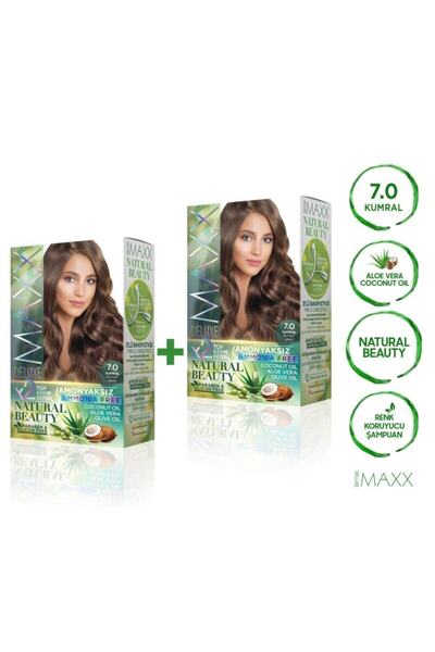 MAXX DELUXE Natural Beauty Amonyaksız 7.0 Kumral Saç Boyası Seti 2 Adet