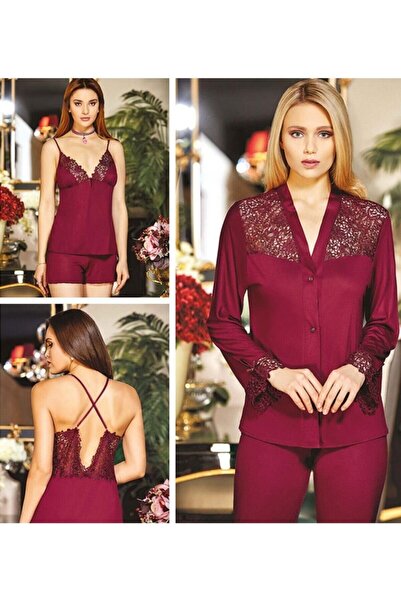 Jeremi 561 Koton 6 Piece Lace Nightgown Dressing Gown Set Powder