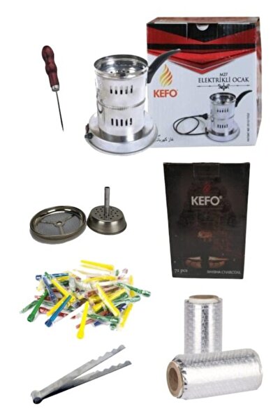 instatech Kefo 7'li Nargile Seti Ocak+1kg Kömür+sipsi+cezve+folyo+maşa