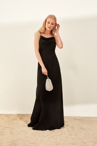 DCEY X Trendyol Alegra Black Evening Dress DCEY1013