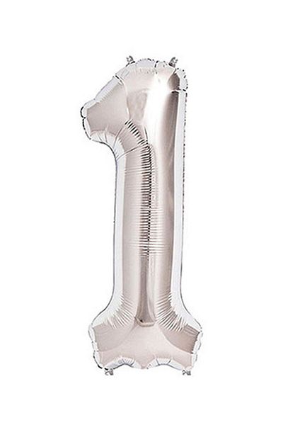 haziran shop 1 Number Silver Foil Balloon - 40 Inch (100cm)