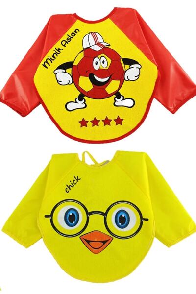 ÖZLEM BEBE Set of 2 Chick and Patterned Baby Bibs
