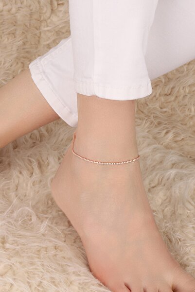 Lia Berto Kadın Rose Su Yolu 925 Ayar Gümüş Halhal 1.5 mm