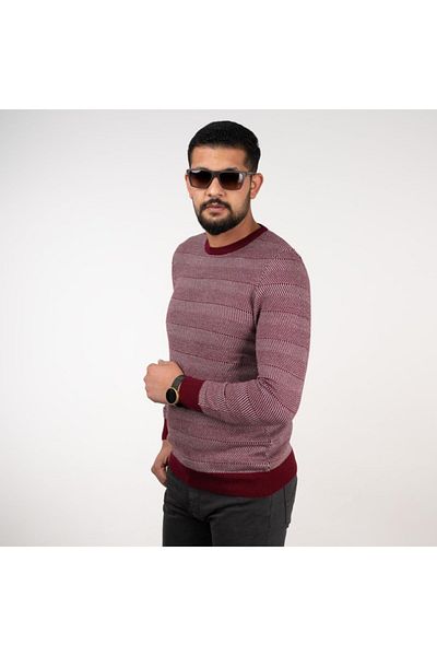 AKÇAYLAR San&fa Knitwear Men's Crew Neck Patterned Slimfit Sweater