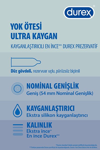 Durex Yok Ötesi Ultra Kaygan Prezervatif, 60'lı Süper Fırsat