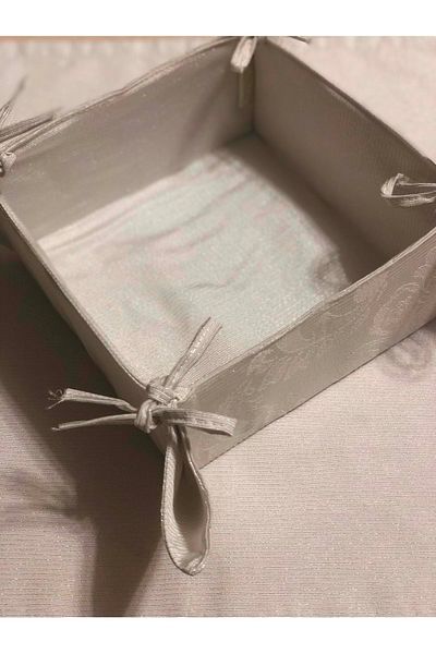 Romans Bread Basket Glitter Jacquard Lurex 35x35 Silver