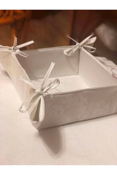 Romans Bread Basket Glitter Jacquard Lurex 35x35 Silver