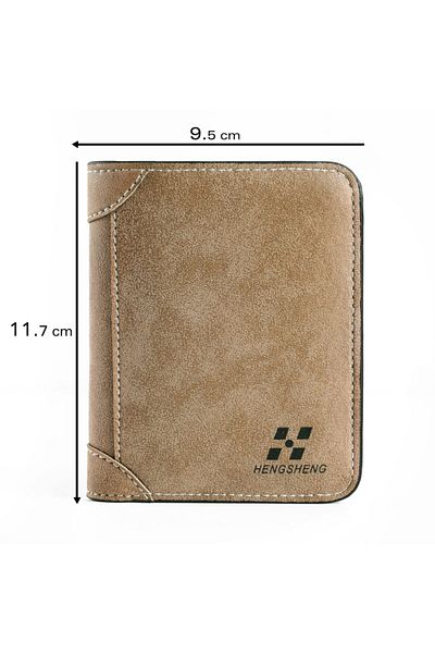 HENGSHENG Men's Short Nubuck Leather Card Holder Wallet