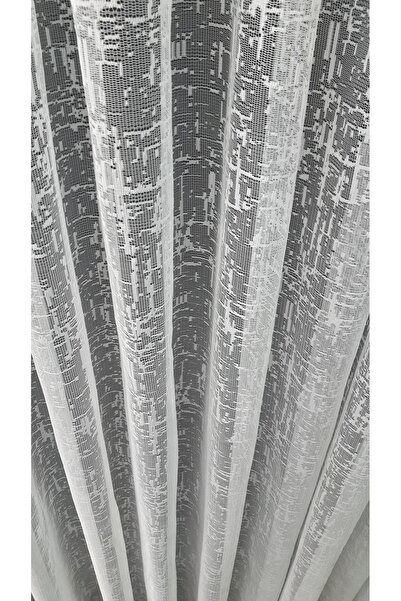 DNZEVGEREÇLERİ Şantuk Desen Modern Jakar Tül Perde 1/2 Seyrek Pile