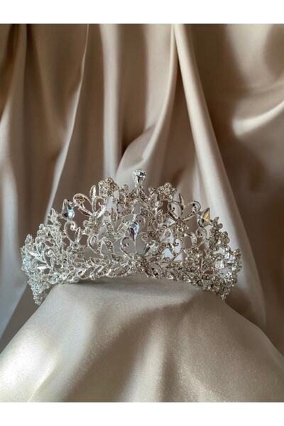 Hedef Bijuteri Special Design Crystal Stone Queen Model Bridal Hair Crown
