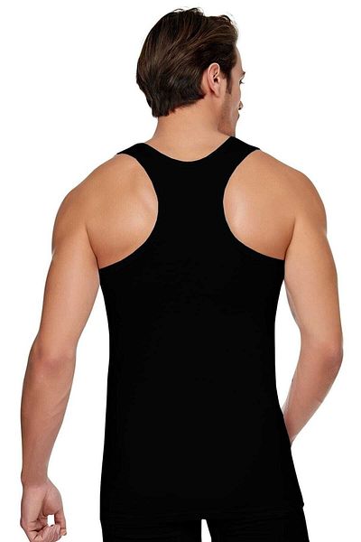 Tutku Men's Black 6-Pack Cotton Ribbed Athlete Undershirt New Season