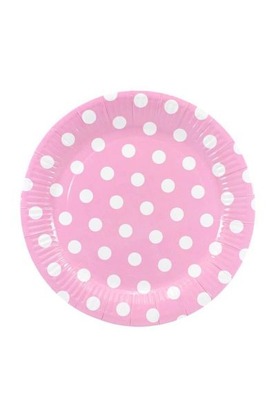 KULLANAT ÇARŞIM Pink Polka Dot Cardboard Plates 8 Pieces