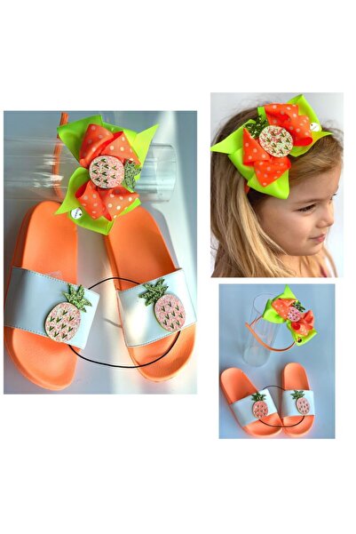 QUEEN AKSESUAR Новий літній сезон Розкішний спеціальний дизайн Блискучі тапочки з ананасами Набір дитячих корон та бантів