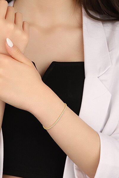 Lia Berto Altın Kaplama 1.5 Mm Su Yolu 925 Ayar Gümüş Bileklik