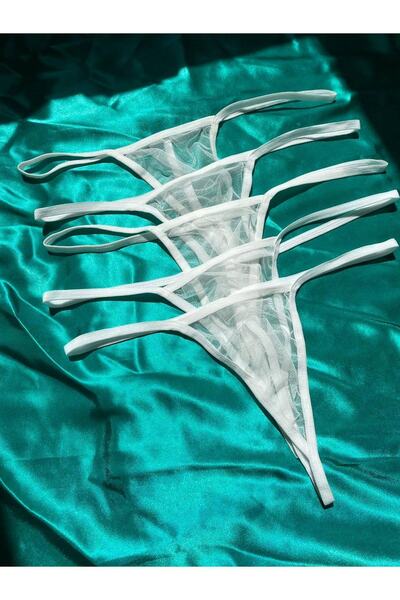 Maly Love Kadın Beyaz Likralı String Tanga 5'li