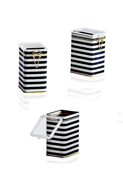 EVLE Efb21g9 Dikdörtgen Kilitli Saklama Kabı 75x100x150 3 Lü Set, Line Black