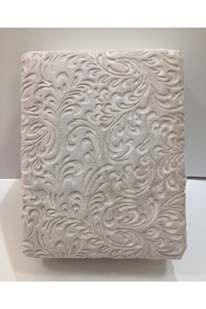 Sarar Bej Çift Kişilik Jakarlı Battaniye