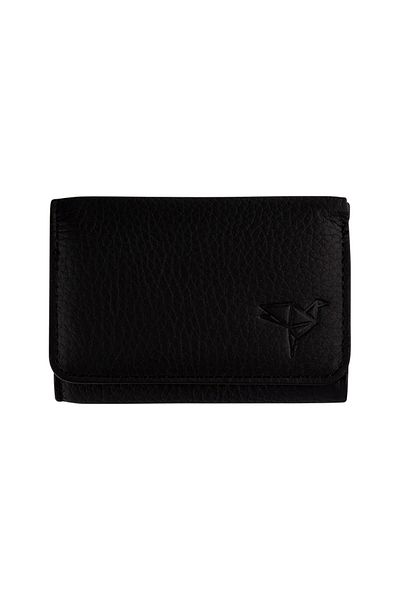 Garbalia Women's Black Zeus Genuine Leather Mini Coin Holder Wallet