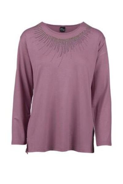 Nacar Pudra Taşlı Anne Penye Bluz( Yaka Deseni Farklılık Gösterebilir )