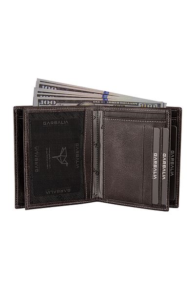 Garbalia Πορτοφόλι Unisex Grey Marshall από γνήσιο δέρμα Crazy Wallet